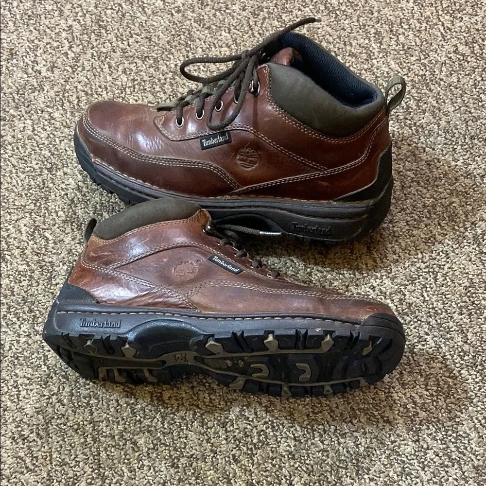 Timberland Support Brake Propel Flex Men's Brown Leather Boots Shoes Size 9.5M